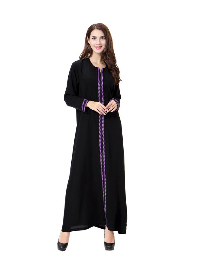 عباية بأكمام طويلة بنفسجي/ أسود - Image 1