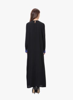 Generic Long Sleeve Abaya Blue/Black  - Image 2