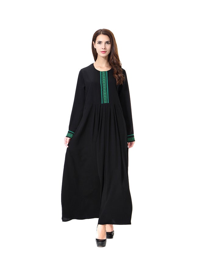 Long Sleeve Abaya Green/Black - Image 1