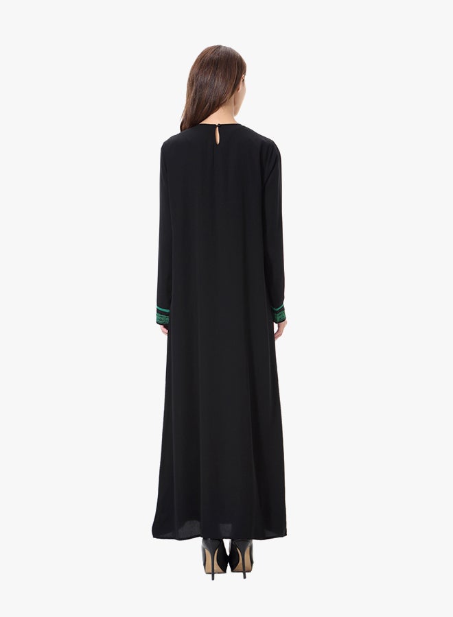 Long Sleeve Abaya Green/Black - Image 2