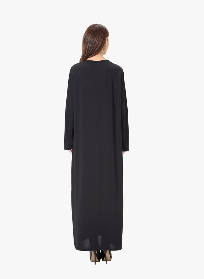 Long Sleeve Abaya Black - Image 2