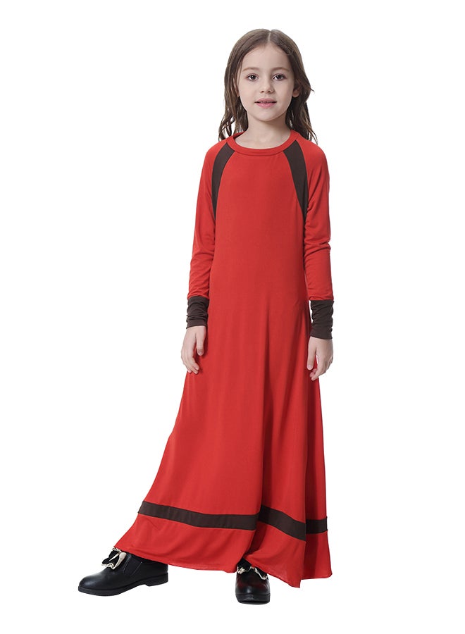 عباية بأكمام طويلة أحمر/رمادي - Image 1