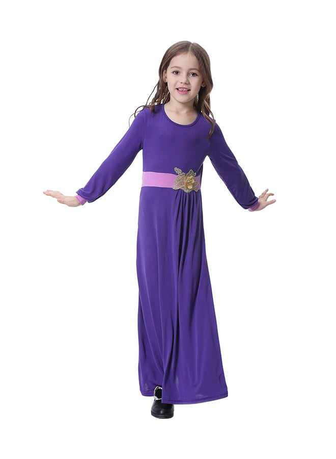Long Sleeve Swing Abaya Dress Purple  - Image 1