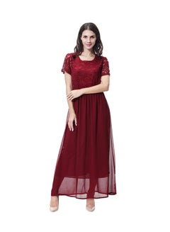 Generic Short Sleeve Maxi Dress Burgundy  - Image 1