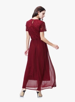 Generic Short Sleeve Maxi Dress Burgundy  - Image 2