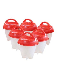 Liying 6-Piece Egg Cooker Set White/Red 3x3x6centimeter  - Image 1