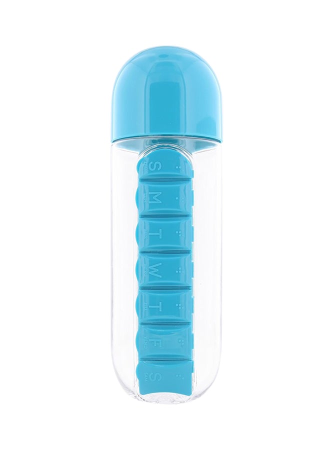 asobu - Water Bottle With Pill Organizer Blue/Clear 680ml - Image 1