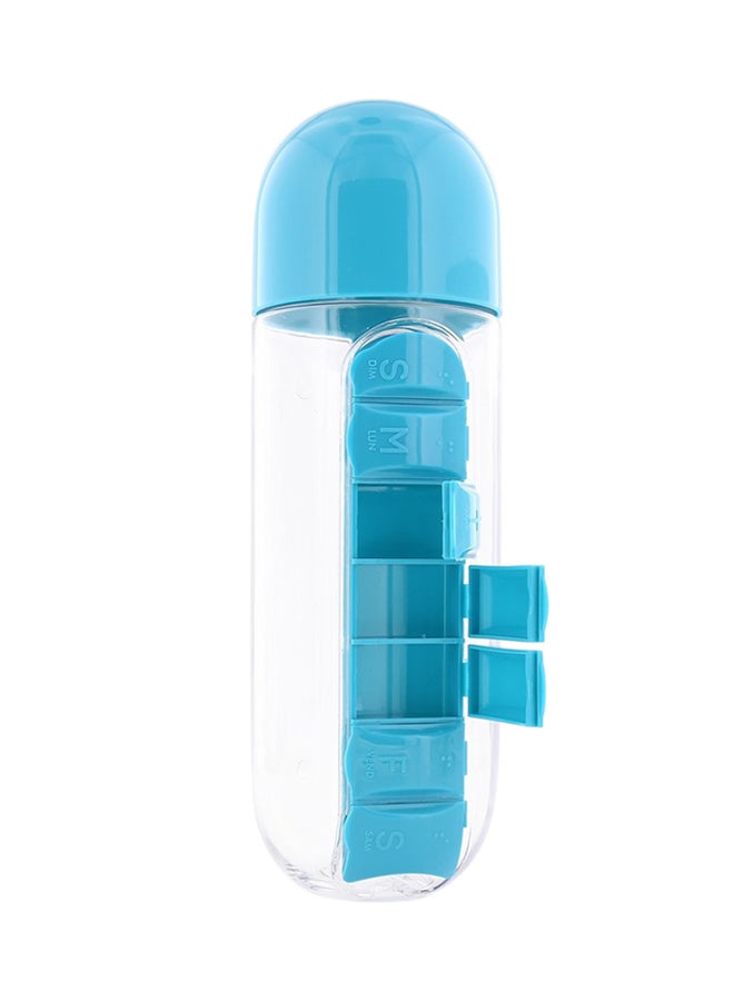 asobu - Water Bottle With Pill Organizer Blue/Clear 680ml - Image 1