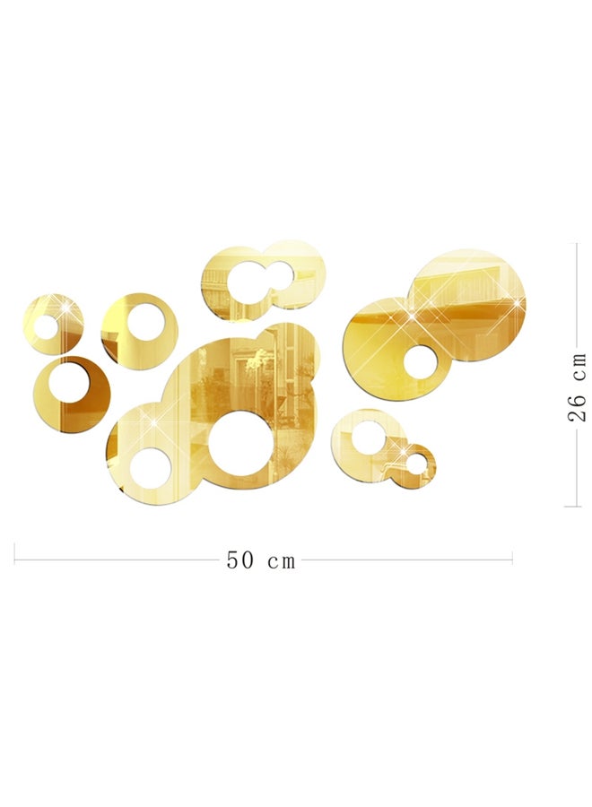 DIY 3D Interlocking Ring Mirror Wall Sticker Gold 26x50cm - Image 1