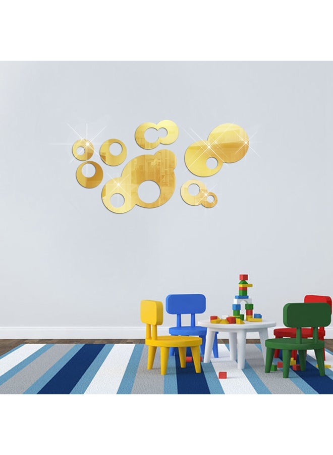 DIY 3D Interlocking Ring Mirror Wall Sticker Gold 26x50cm - Image 3