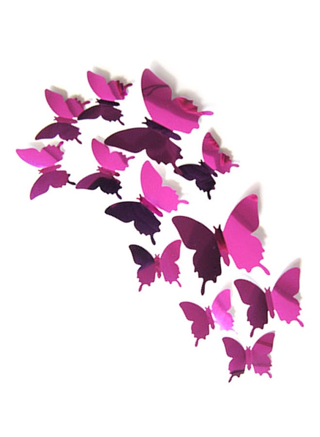 12-Piece Butterfly Mirror Wall Sticker Purple - Image 1