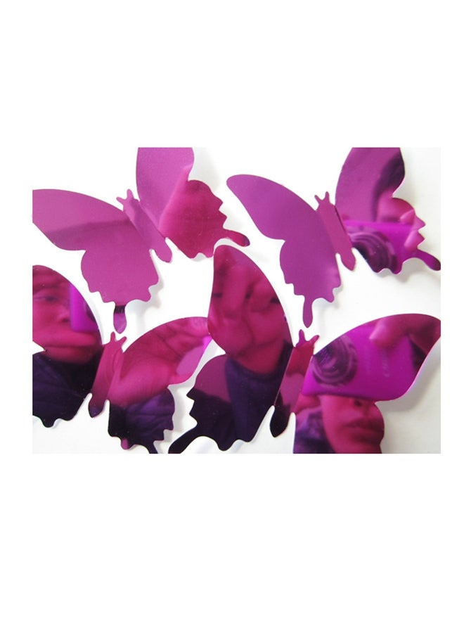 12-Piece Butterfly Mirror Wall Sticker Purple - Image 2