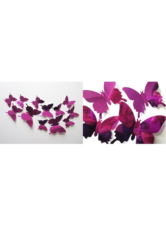 12-Piece Butterfly Mirror Wall Sticker Purple - Image 3