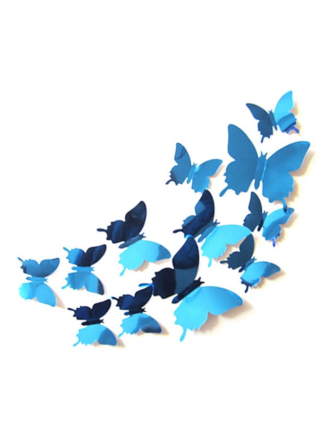 12-Piece Butterfly Mirror Wall Sticker Blue - Image 1