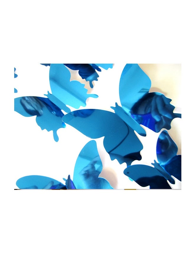 12-Piece Butterfly Mirror Wall Sticker Blue - Image 2