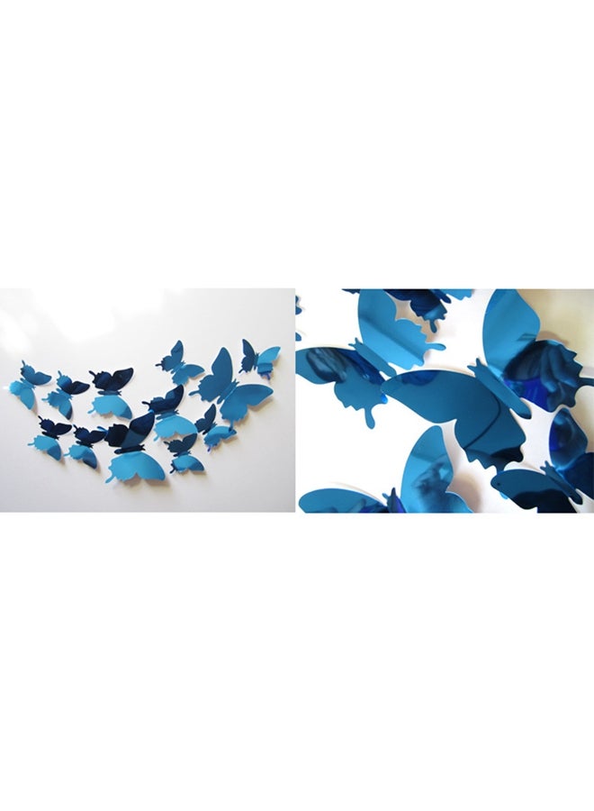 12-Piece Butterfly Mirror Wall Sticker Blue - Image 3