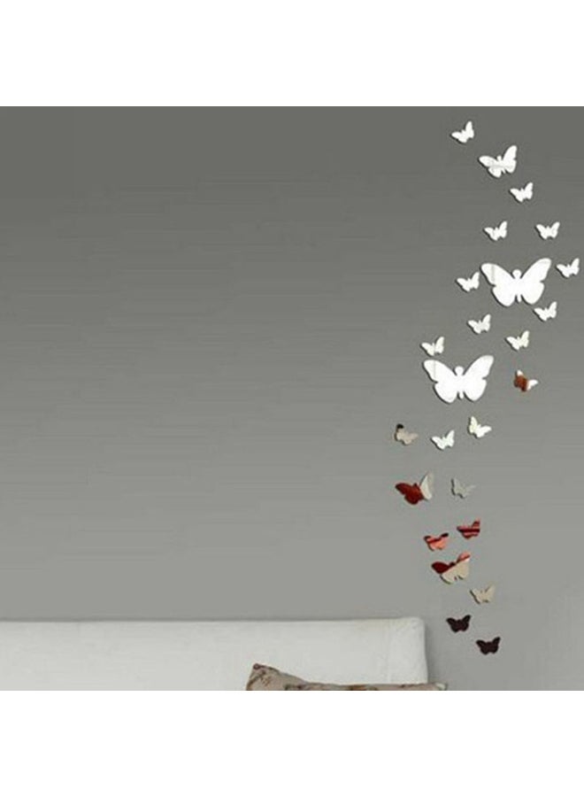 12-Piece Butterfly Mirror Wall Sticker Silver - Image 2