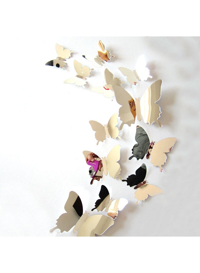 12-Piece Butterfly Mirror Wall Sticker Silver - Image 1