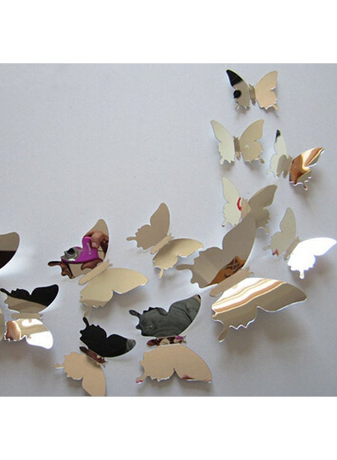 12-Piece Butterfly Mirror Wall Sticker Silver - Image 4
