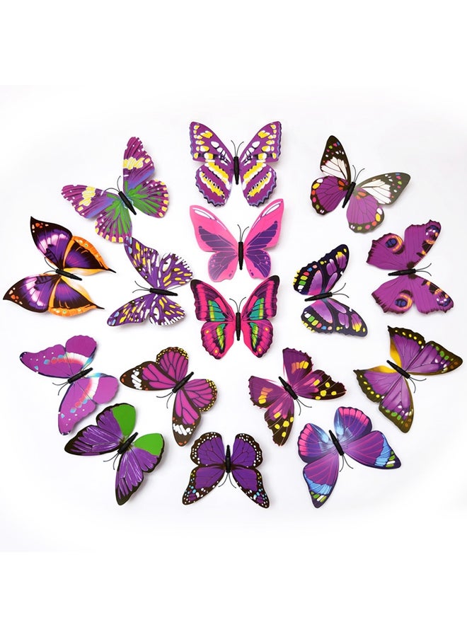 3D Butterfly Decorative Wall Sticker Purple 15centimeter - Image 1