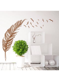 Flying Birds And Feather Wall Sticker Brown 57x88centimeter