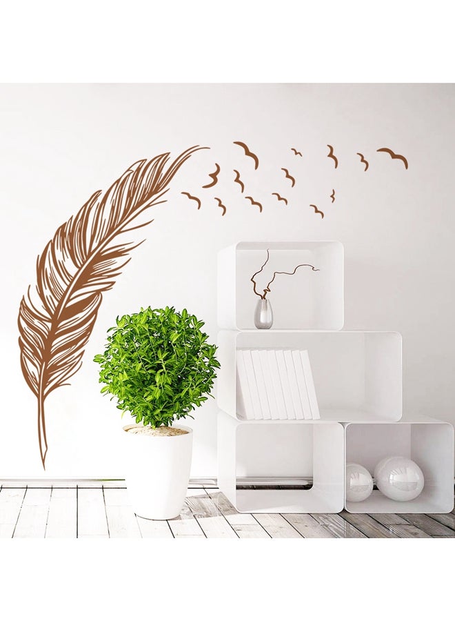 Generic - Flying Birds And Feather Wall Sticker Brown 57x88centimeter - Image 1