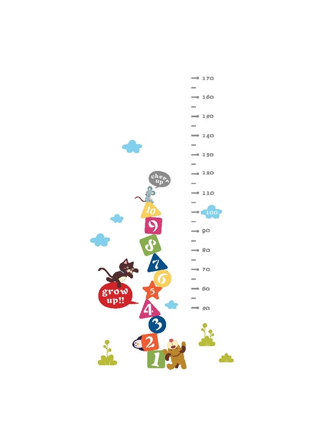 Grow Up Children Height Growth Chart Measure Wall Sticker Multicolour 50x70cm - Image 1