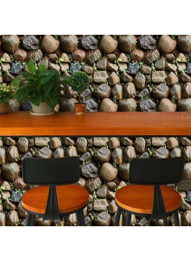 Generic - Stone Printed Self-Adhesive Wall Paper Brown 45x10centimeter - Image 1