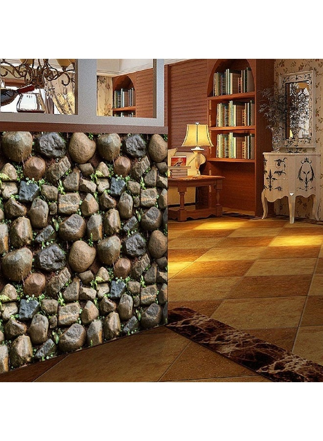 Generic - Stone Printed Self-Adhesive Wall Paper Brown 45x10centimeter - Image 1