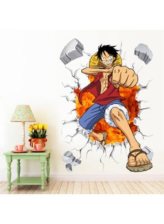 Anime Luffy Self Adhesive Scratch Resistant Removable Wall Sticker Multicolour 70x50cm