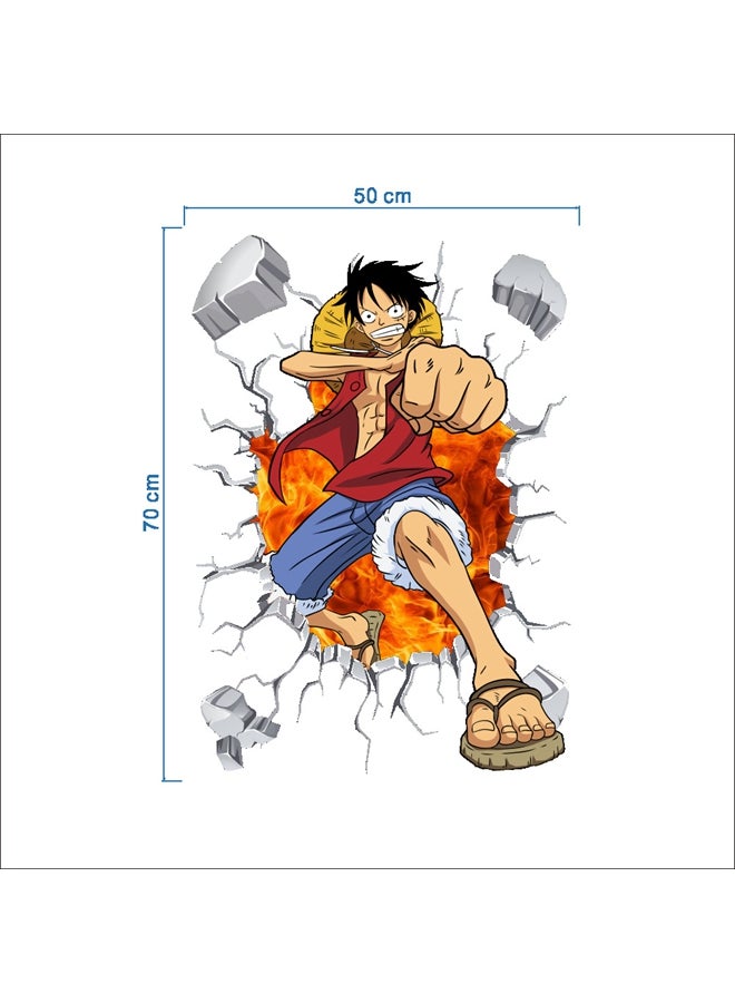 Generic - Anime Luffy Self Adhesive Scratch Resistant Removable Wall Sticker Multicolour 70x50cm - Image 1