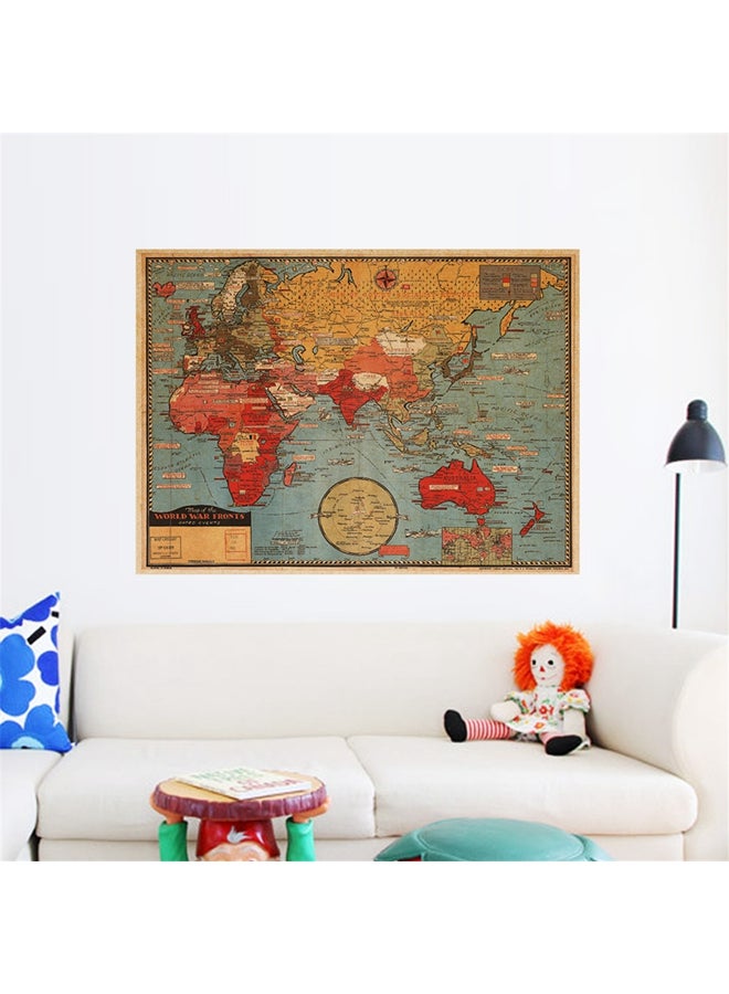 Polyvinyl Chloride Retro World Map Wall Sticker Multicolour 50x70cm - Image 1