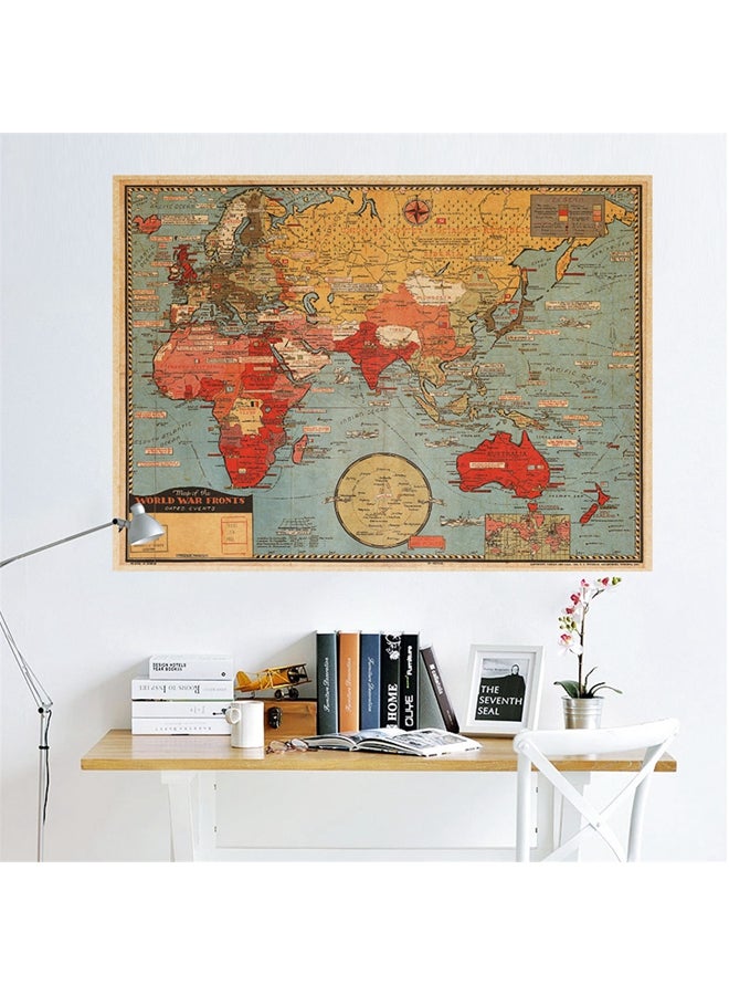 Polyvinyl Chloride Retro World Map Wall Sticker Multicolour 50x70cm - Image 2