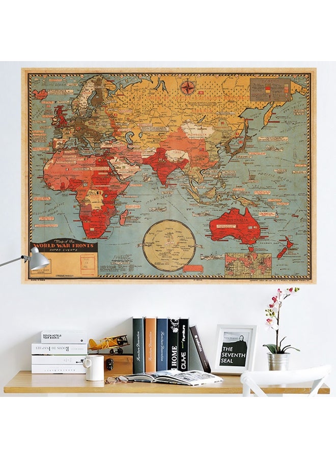Polyvinyl Chloride Retro World Map Wall Sticker Multicolour 50x70cm - Image 4