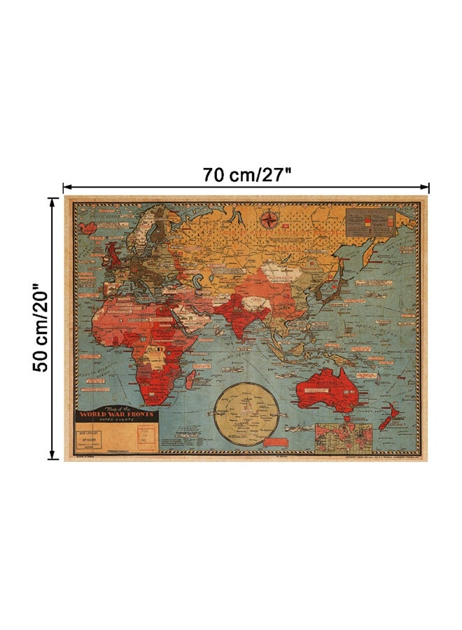 Polyvinyl Chloride Retro World Map Wall Sticker Multicolour 50x70cm - Image 5