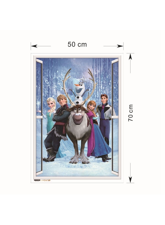 Elsa Anna Printed Wall Sticker Multicolour 50x70cm - Image 3