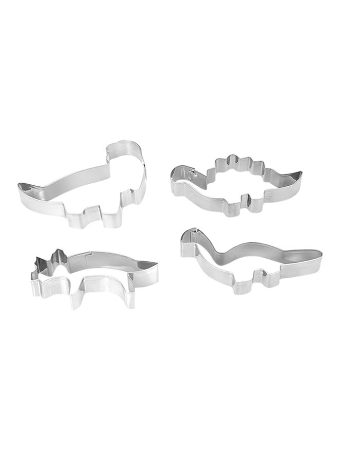 ANSELF 4-Piece Dinosaur Cookie Cutter Set Silver 28mm - Image 1