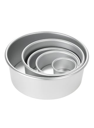 5-Piece Cake Mould With Removable Bottom Silver 6.4x4 , 11.2x4.5 , 14x4.5 , 16.3x7.5 , 21.8x8cm - v1533647936/N16173802A_1