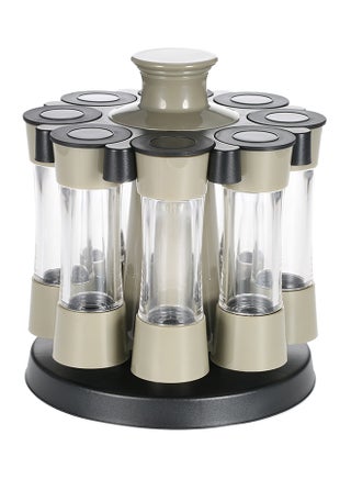 8-Piece Rotating Spice Jar Set Black/Grey/Clear 21x17.5centimeter - v1533648019/N16173868A_1