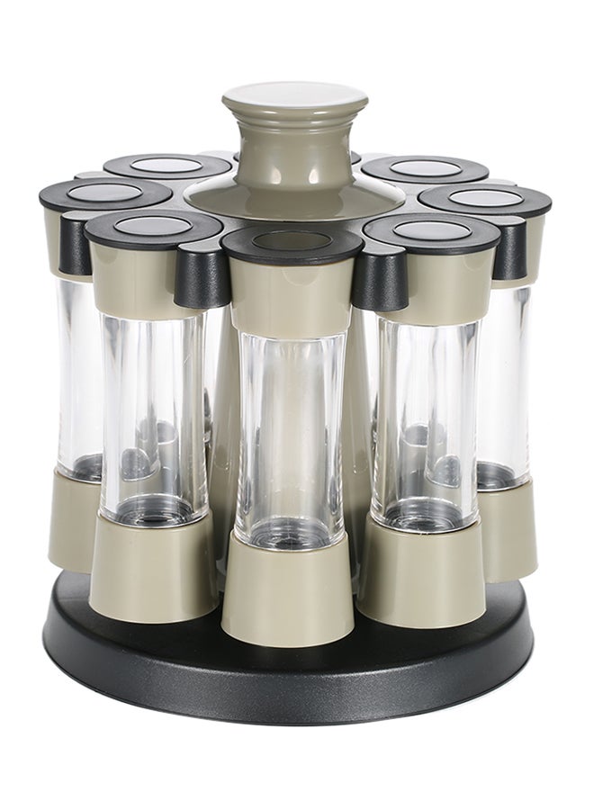 ANSELF - 8-Piece Rotating Spice Jar Set Black/Grey/Clear 21x17.5centimeter - Image 1