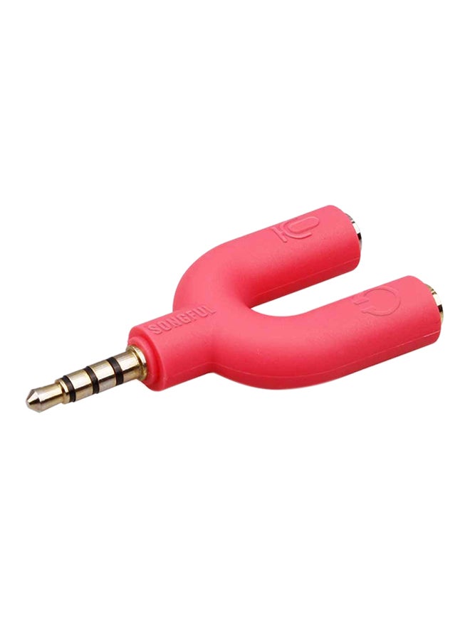Voberry U Shape Y Splitter Audio Jack Red - Image 1