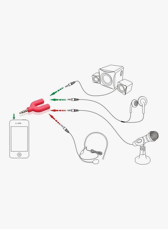 Voberry U Shape Y Splitter Audio Jack Red - Image 2