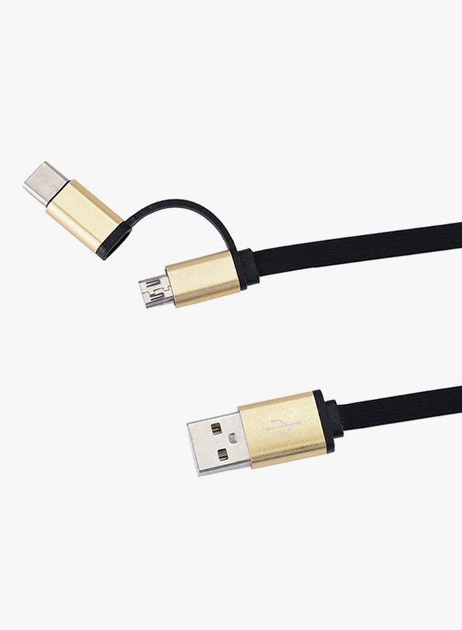 Voberry V8 Retractable 2-In-1 Data Sync Charging Cable Orange/Gold/Black - Image 2