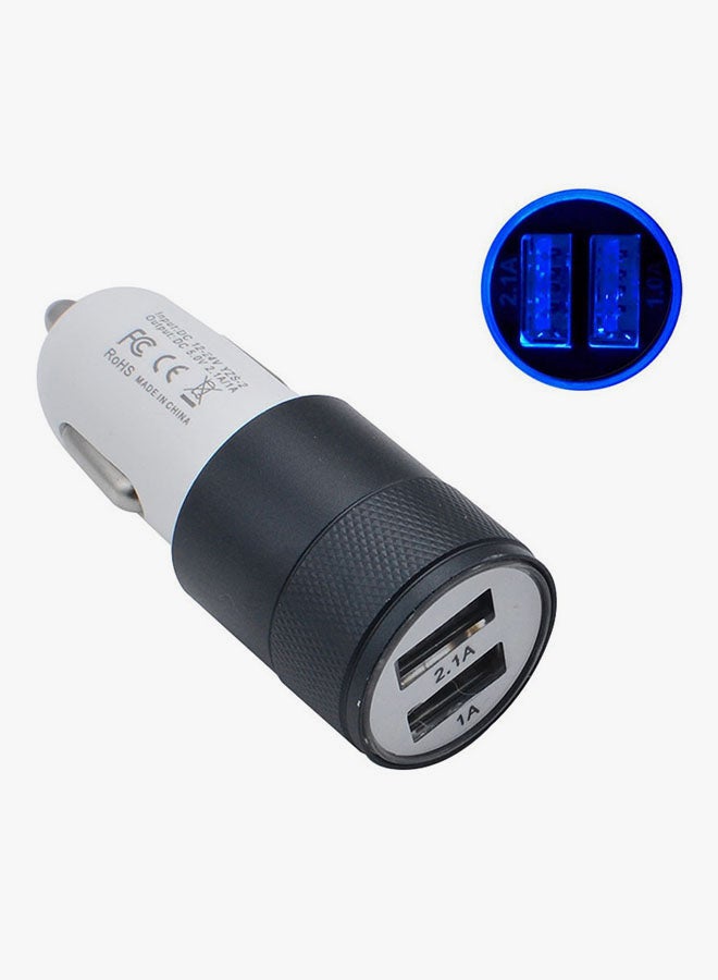 Voberry Dual Port USB Car Mobile Phone Charger Black/White - Image 2