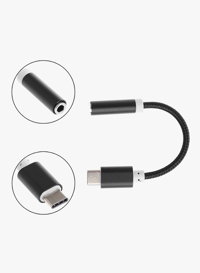 Voberry 3.5mm To Type-C Audio Adapter Cable Black/White - Image 3
