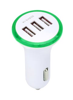 Voberry 3-Port USB Car Mobile Phone Charger Green/White  - Image 1