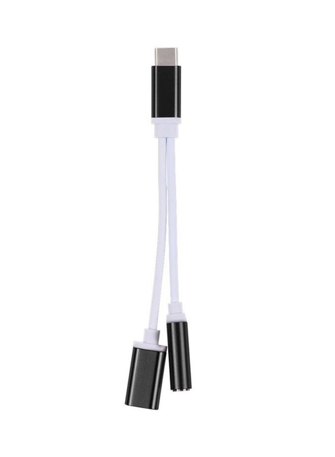 Voberry Type-C And 3.5mm To Type-C Adapter Cable Black/White - Image 1