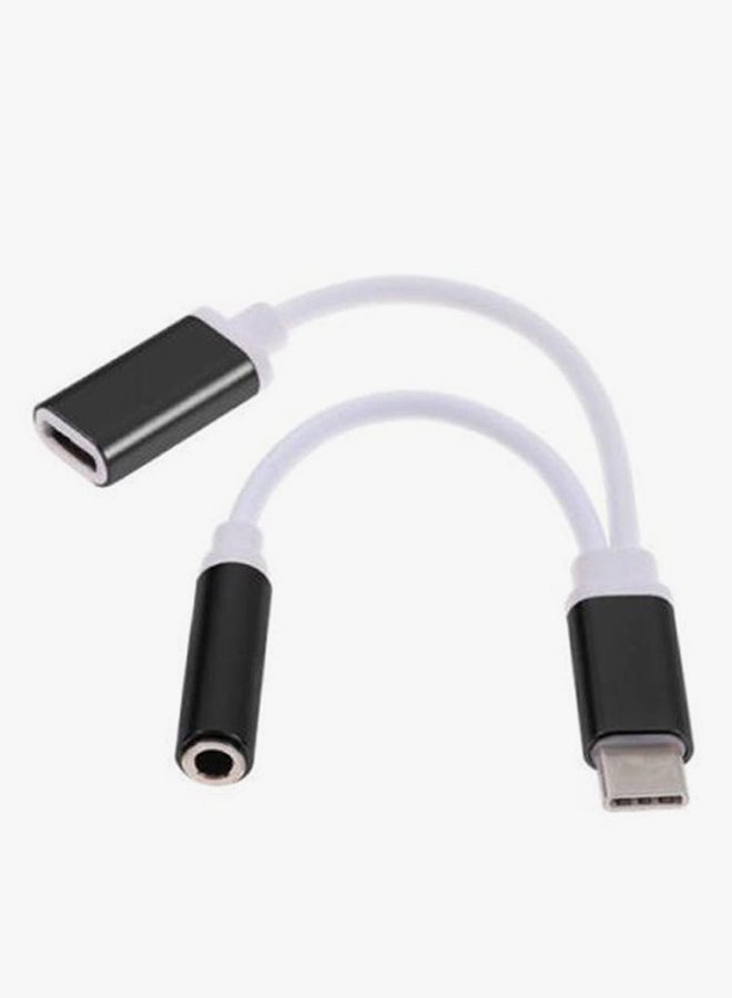 Voberry Type-C And 3.5mm To Type-C Adapter Cable Black/White - Image 2