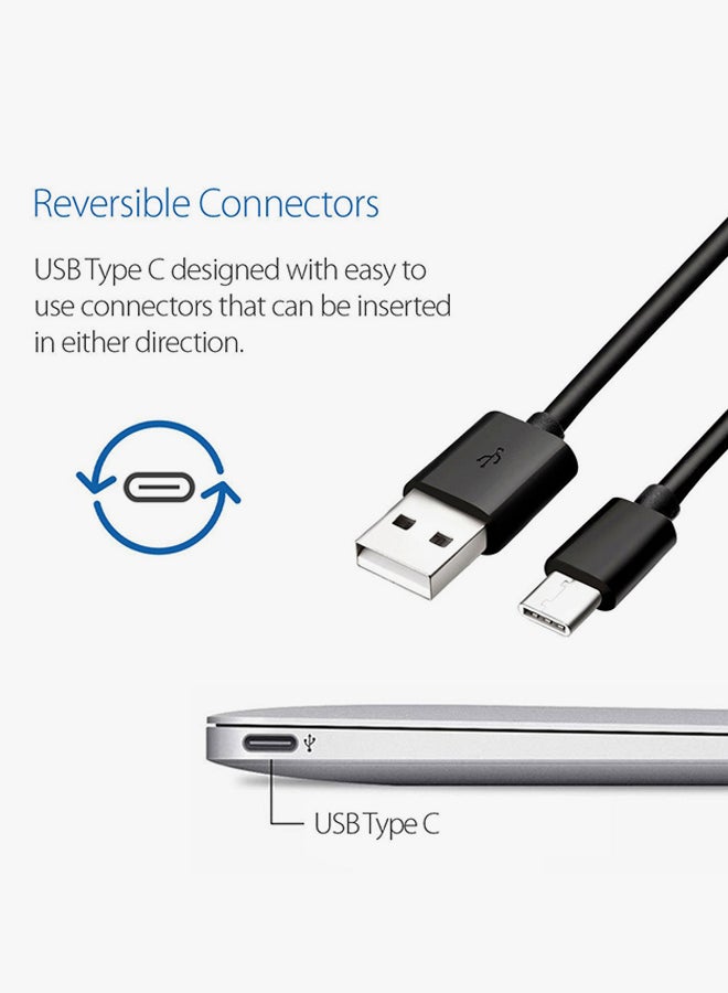 Voberry - Type-C Data Sync Charging Cable For Samsung Galaxy Note8 Black - Image 1