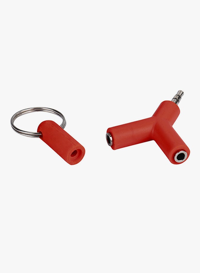 Voberry - Y Splitter 2 Female To 1 Male Cable Adapter Red - Image 1